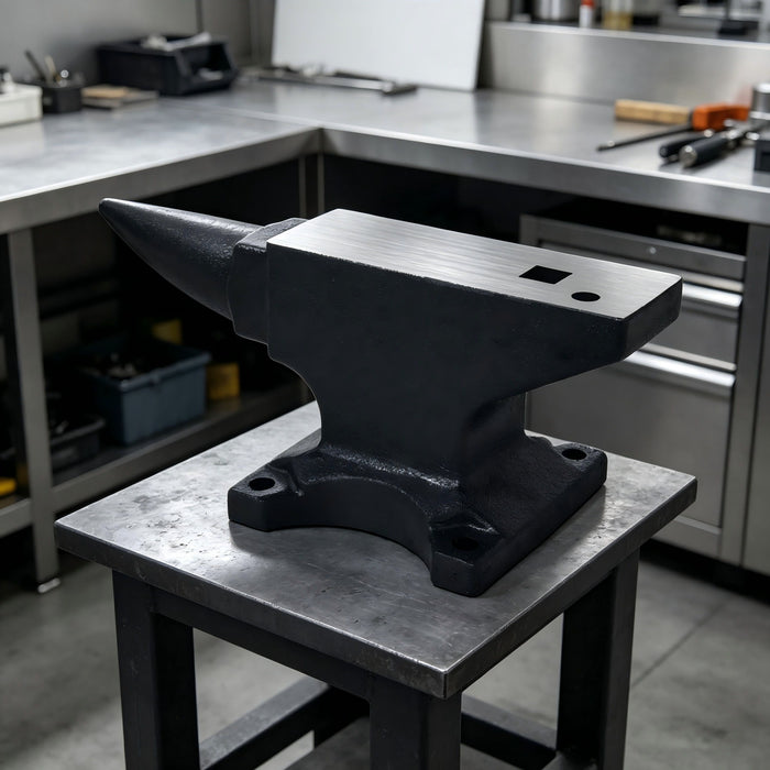 100 Lbs Single Horn Anvil, 4 Holes - Black