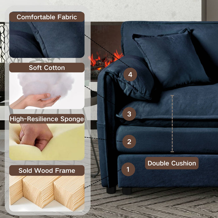 Modern Oversized Deep Seat Sectional Sofa With Pillows