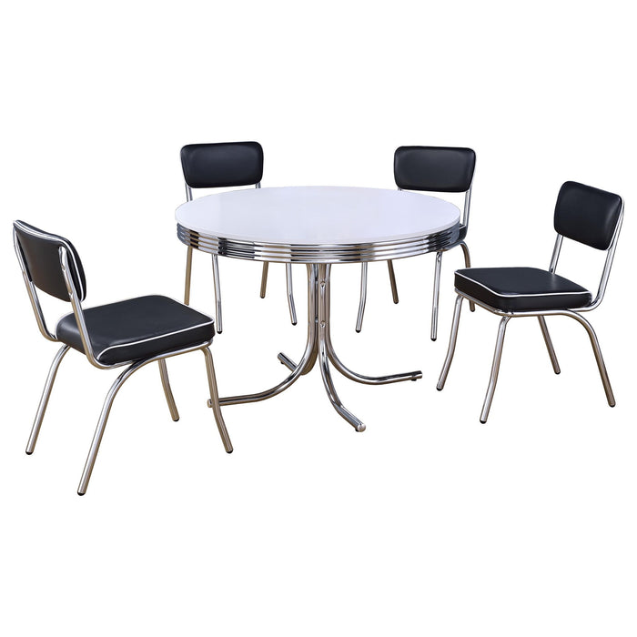 Marla - 5 Piece Dining Set With Round Table And Upholstered Chairs - White