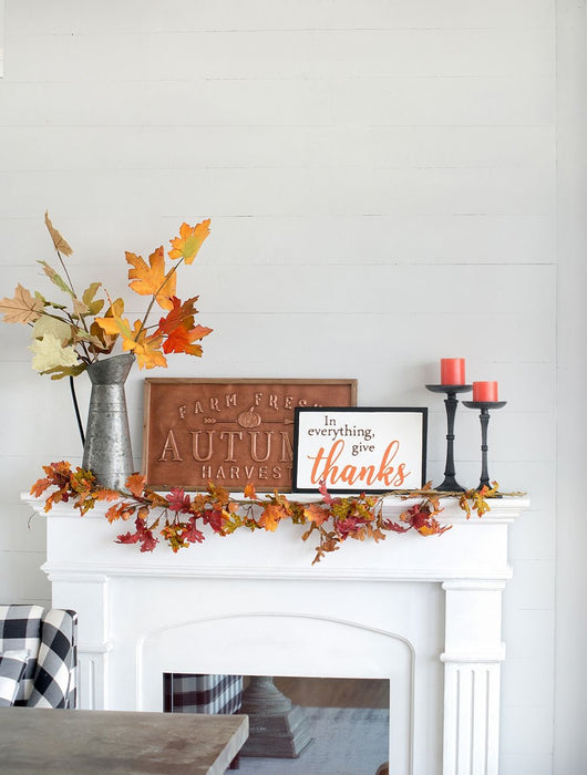 Thanks Wall Sign, Wall Art Decor For Harvest Festival Fall Festival & Thanksgiving Table Decorations (Set of 2) - Black / Orange / White