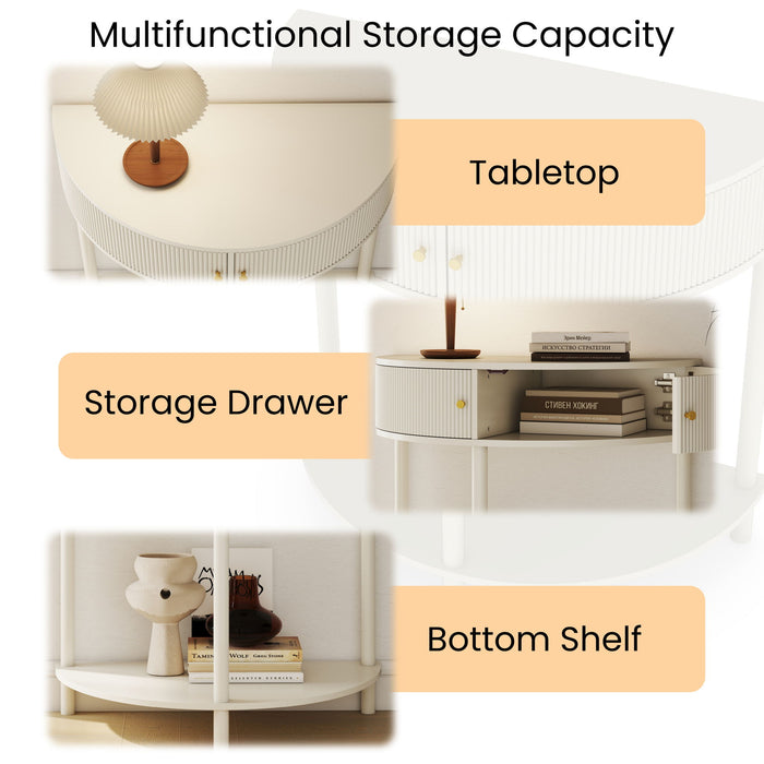 Demi Lune - Console Table With 2 Storage Drawers