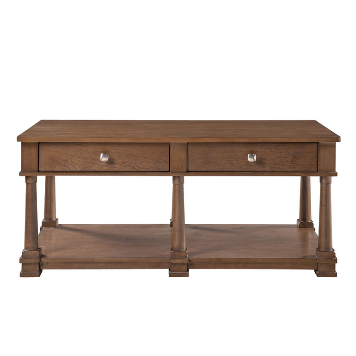 Coffee Table With 2 Storage Drawers & Lower Open Shelf