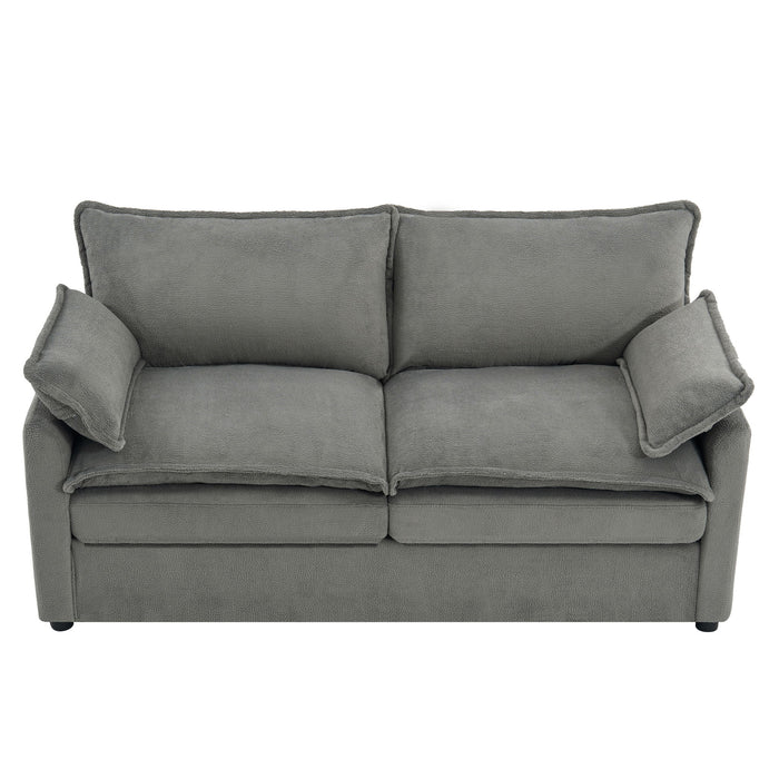 Modern Loveseat Sofa, Upholstered Couch With Side Storage Pockets