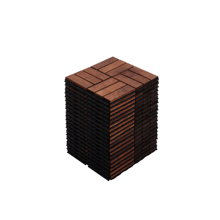 Acacia Wood Interlocking Deck Tiles Checker Pattern For Outdoor Flooring