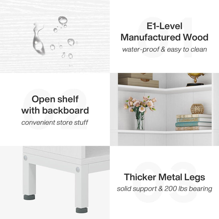 L-Shaped Bookcase, 5 Tier Freestanding Corner Bookshelf