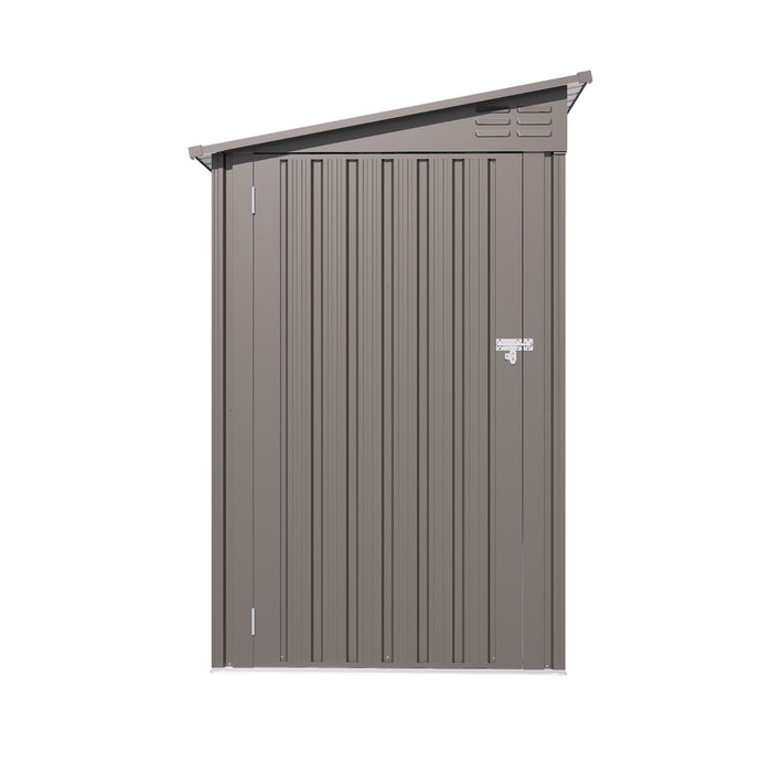Metal Outdoor Storage Shed 4 X 9 Ft With Sloping Roof, Vents, And Side Door - Gray