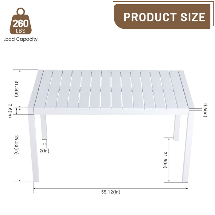 4 Piece Set Of Striped Color Blocking Single Chairs With Long Table - Cream White / Haze Green / White