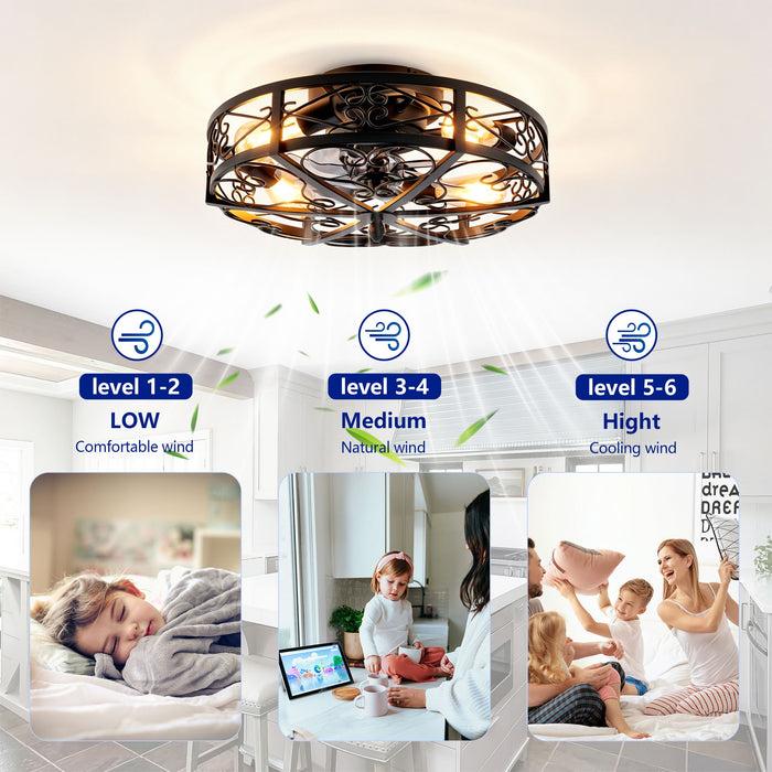 Mounting Type Ceiling Fan, Reversible Motor, DC Remote Control, 6 Speed Ceiling Fan - Matte Black