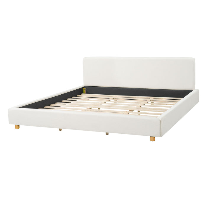 Upholstered Platform Bed Frame With Thick Headboard