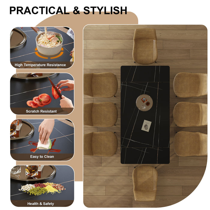 Retractable Sintered Stone Dining Table Set With Chairs