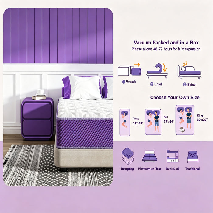 10" Hybrid Mattress With Individual Pocket Coils And Memory Foam