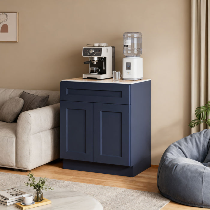 Shaker Base Cabinet With Soft Close Doors And Drawer, Storage Unit With Adjustable Shelf For Bath - Blue