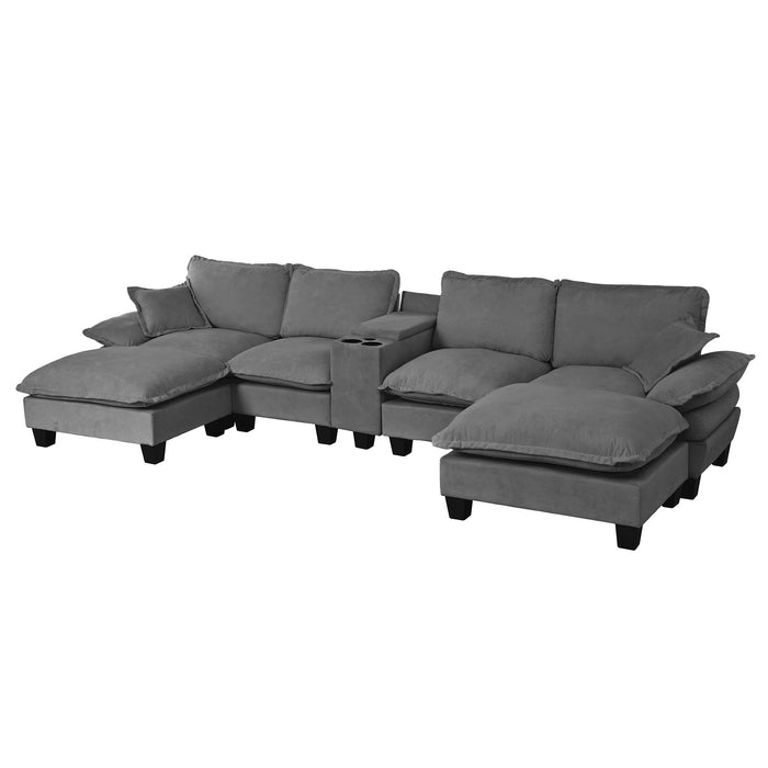 Modular Cloud Couch Sofa With Cup Holders & Storage, USB Port