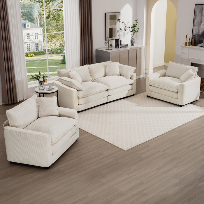 Elegant Corduroy Oversized Sectional Sofa Set With Deep Seats And Flexible Layout