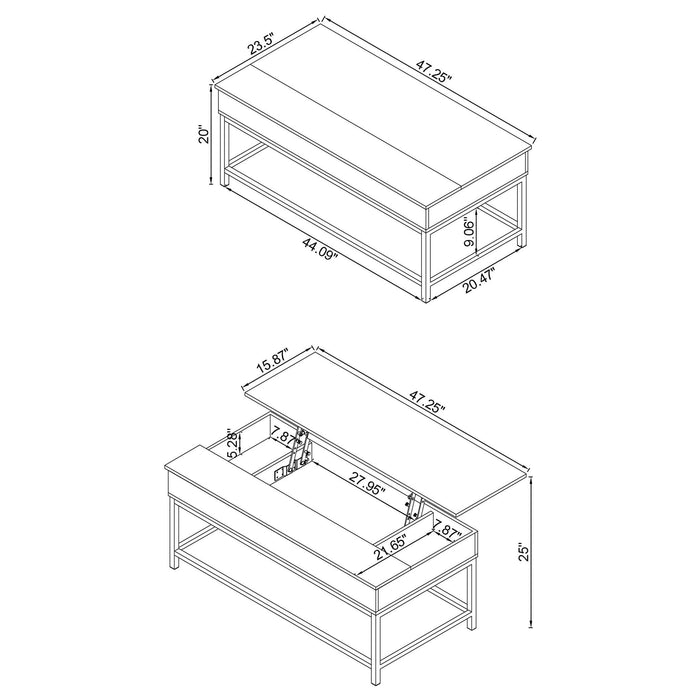 Lift Top Coffee Table With Adjustable Height - Brown