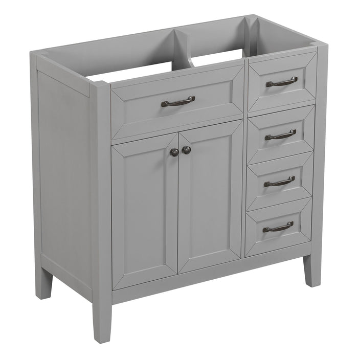 Modern Bathroom Vanity Base Only, 2 Doors And 3 Drawers