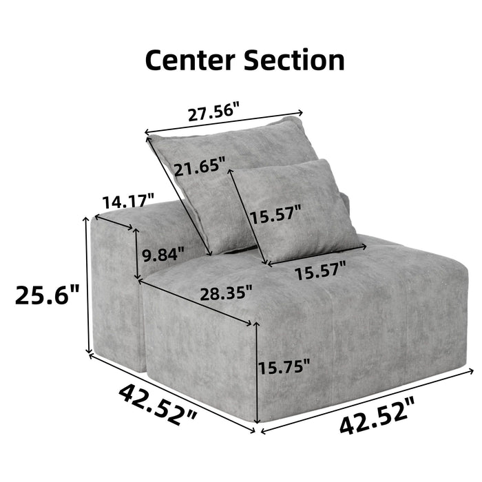 Modern Oversized Modular Sectional Sofa, Sparkling Chenille Fabric Soft Cushions With 2 Pillows