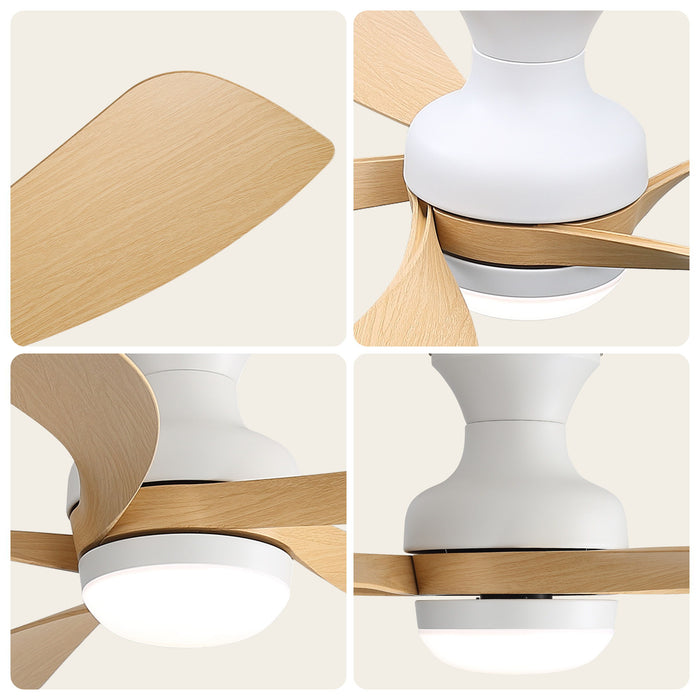 52" Ceiling Fan With 3 Color Dimmable LED Light, DC Reversible Motor, 6 Speed Settings