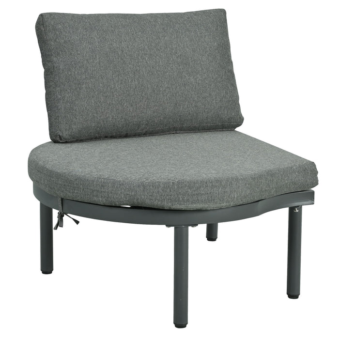 6 Piece Patio Set, Half Moon Outdoor Sectional Sofa With 2 High Low Coffee Tables, 4 Pillows & Cushions