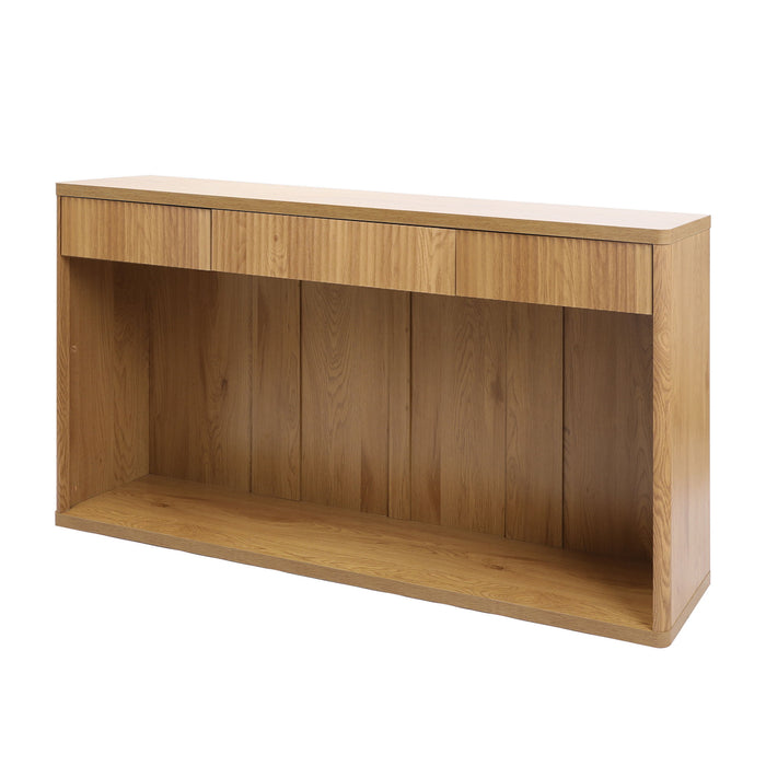 Fluted Console Table With 3 Drawers, Long Sofa Table Behind Couch For Living Room