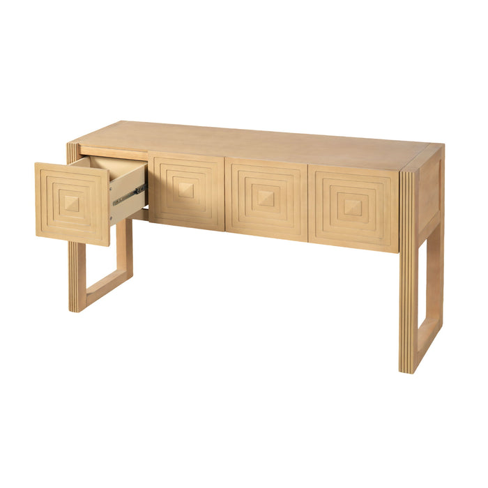 Geometric Carved Console Table With 3 Soft Close Drawers