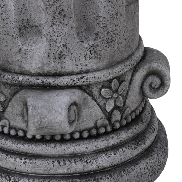 Outdoor End Table, Round Side Table For Patio And Garden - Antique Gray