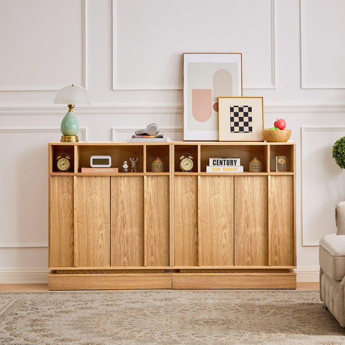 Fluted Sideboard Buffet Cabinet With 2 Doors And Adjustable Shelf, Storage Cabinet For Entryway