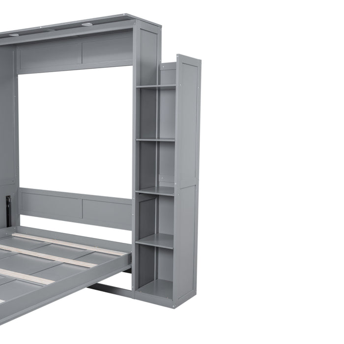 Wall Murphy Bed With Shelves And LED Lights