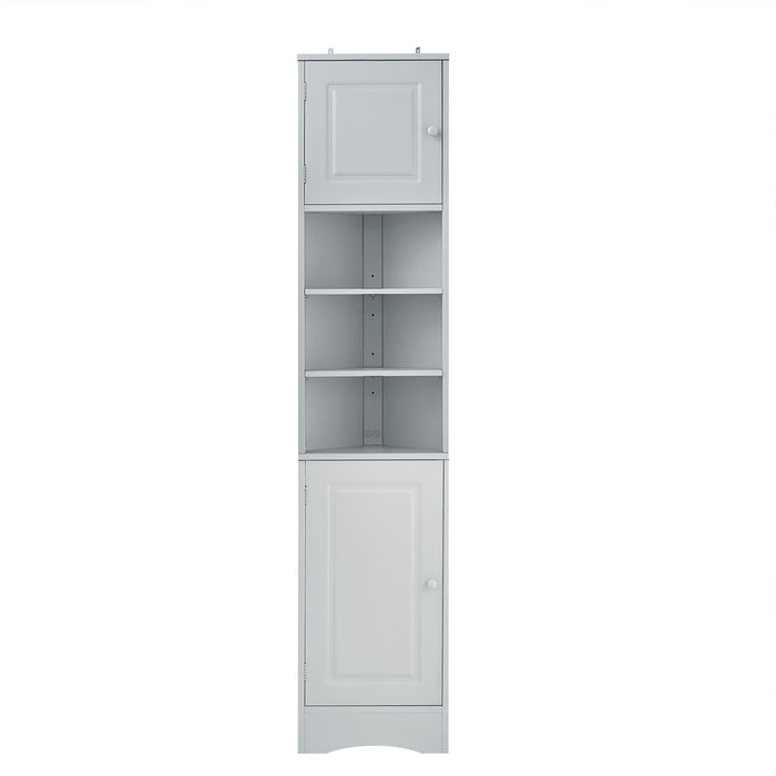 Multi Functional Corner Cabinet With Adjustable Shelves And 2 Doors