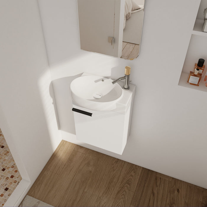 Soft Close Doors Bathroom Vanity With Sink, Compact Wall Mounted Design Basin