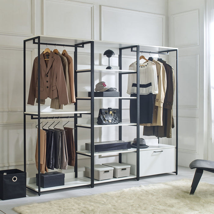 Fiona - Contemporary Wood And Metal Walk In Closet With Drawers