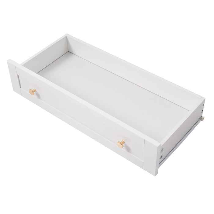 Freestanding Tall Bathroom Cabinet With Adjustable Shelves, Drawers, Soft Close Glass Doors