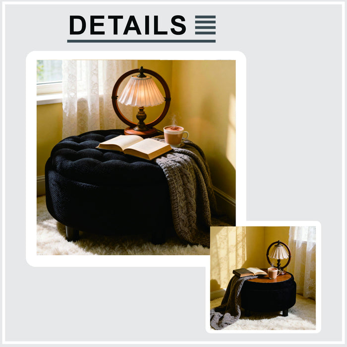 Storage Round Footstool Table Ottoman