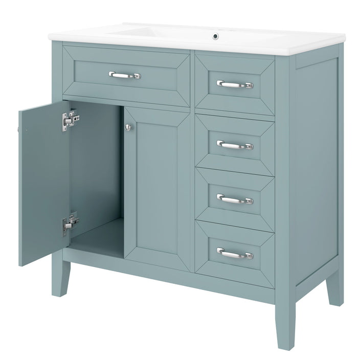 Modern Bathroom Vanity With Sink, Freestanding Design With Drawers And Doors