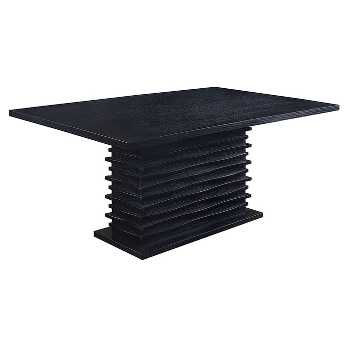 Monette - Rectangle Dining Table With Layered Pedestal Base - Black