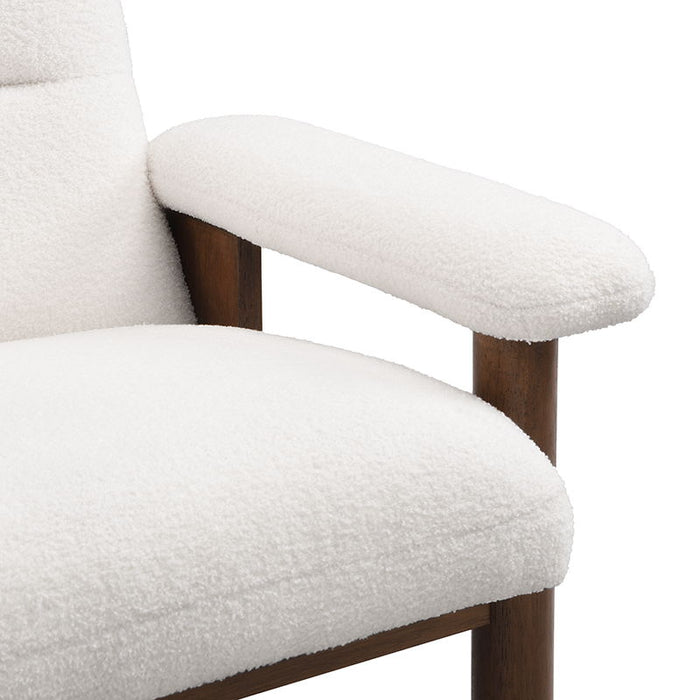 Modern Accent Chair With Ottoman, Mid Century Lounge Chair With Footrest, Comfy Fabric Armchair Upholstered Set With Solid Wood Frame For Living Room - White