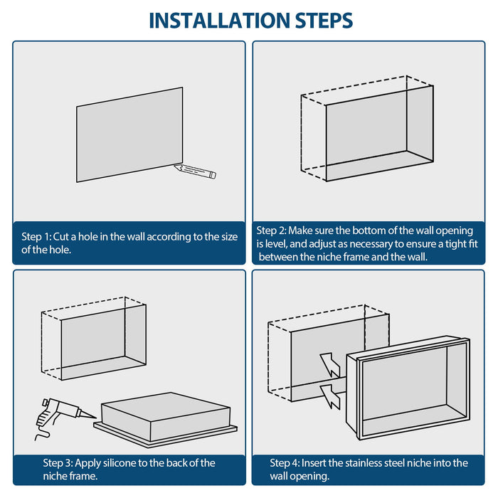 Modern Stainless Steel Shower Niche Double Shelf For Bathroom