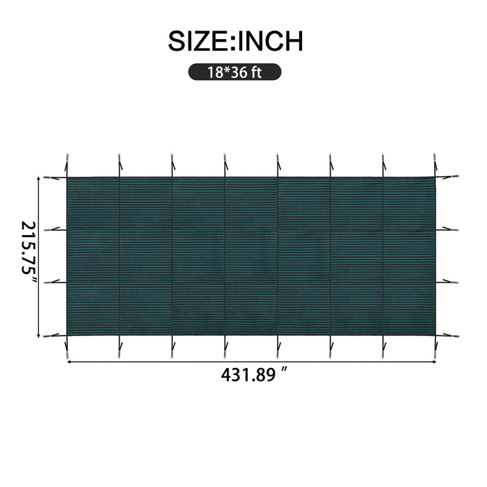 Rectangular Swimming Pool Safety Cover For Underground Pools - Green