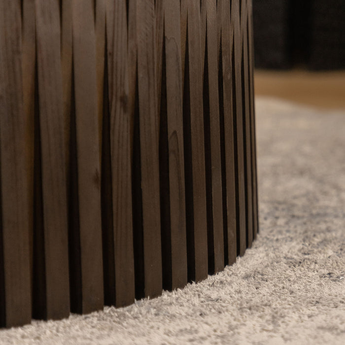 Cylindrical Coffee Table With Vertical Texture Relief