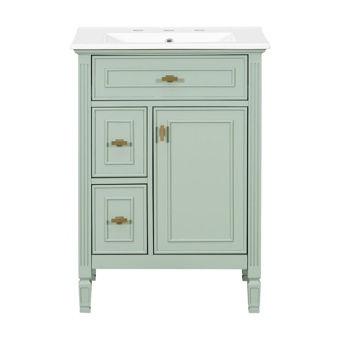 Bathroom Vanity With Sink, Flip Drawer, 2 Drawers, Adjustable Shelf