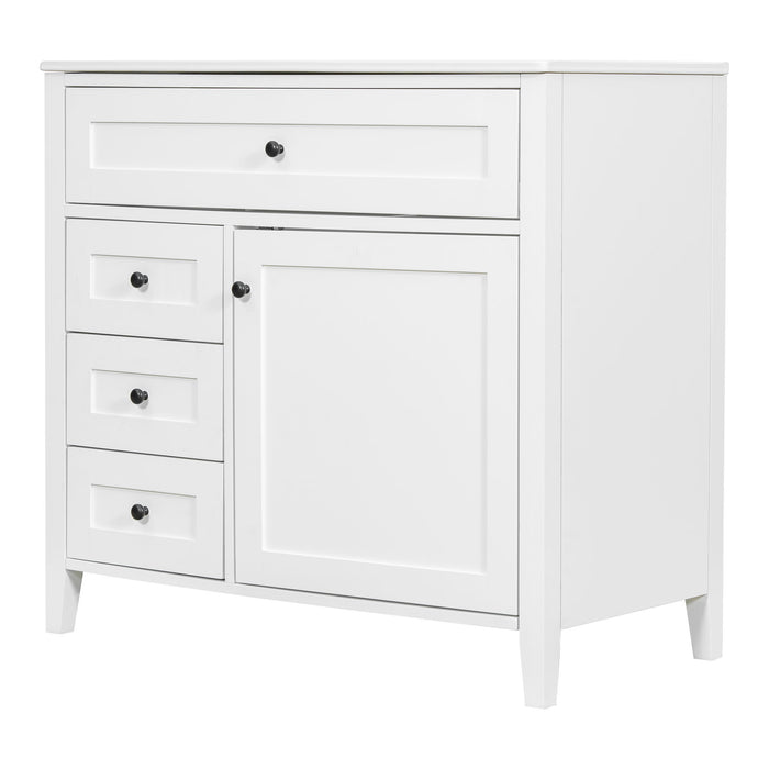Bathroom Vanity With Sink, 3 Drawers & Cabinet With Adjustable Shelves
