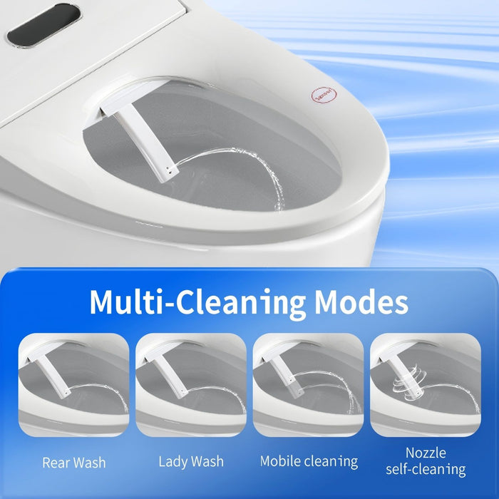 Smart Bidet Toilet Seat With Side Knob Adjustable Heated Seat With Water Temperature And Pressure Adjustment Portable Bidet - White