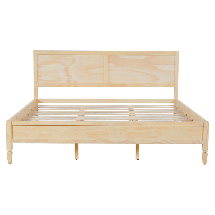 Classic Platform Bed Frame With Panel Headboard