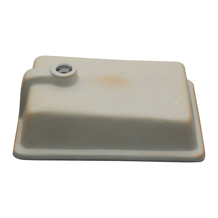 Vertical Undermount Bathroom Sink With Overflow - White