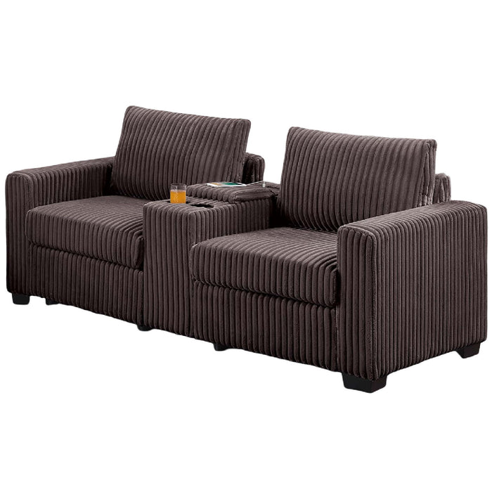 Modern Style 2 Piece Sofa Set With Cup Holders & Charging Port