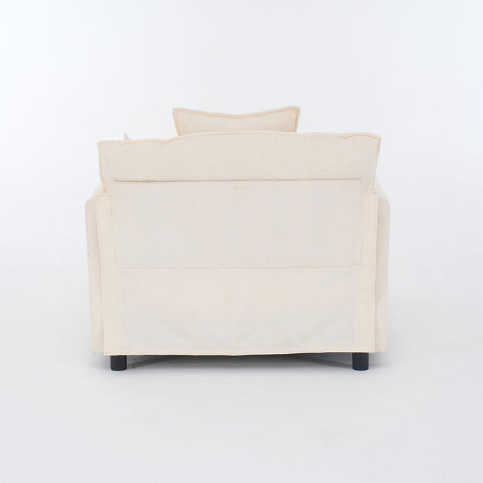 Accent Chair With Ottoman - Beige