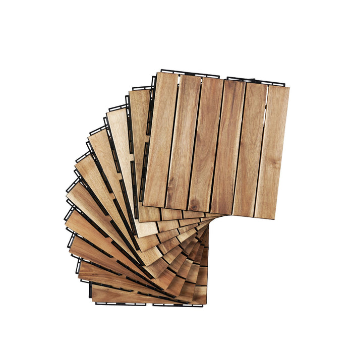 Interlocking Deck Tiles Striped Pattern, Waterproof Anti Mildew Brown