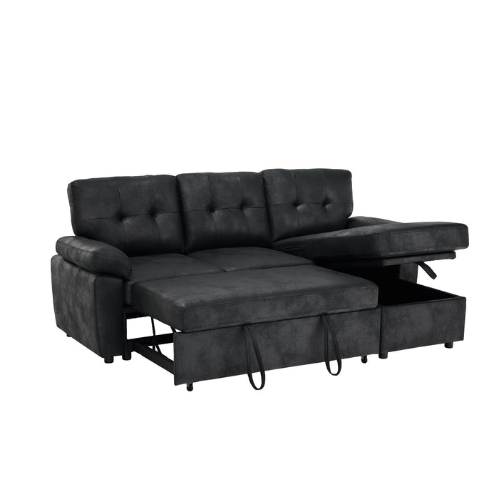 Convertible L - Sectional Sofa Bed With Storage Chaise And Padded Armrests
