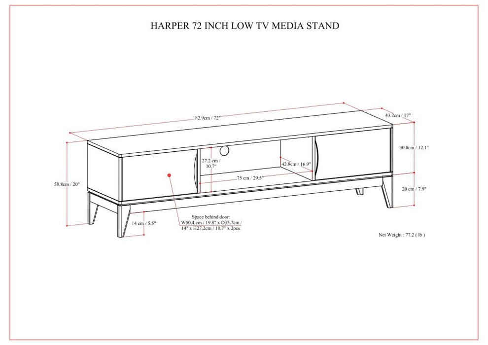 Harper - Low TV Media Stand - Walnut Brown
