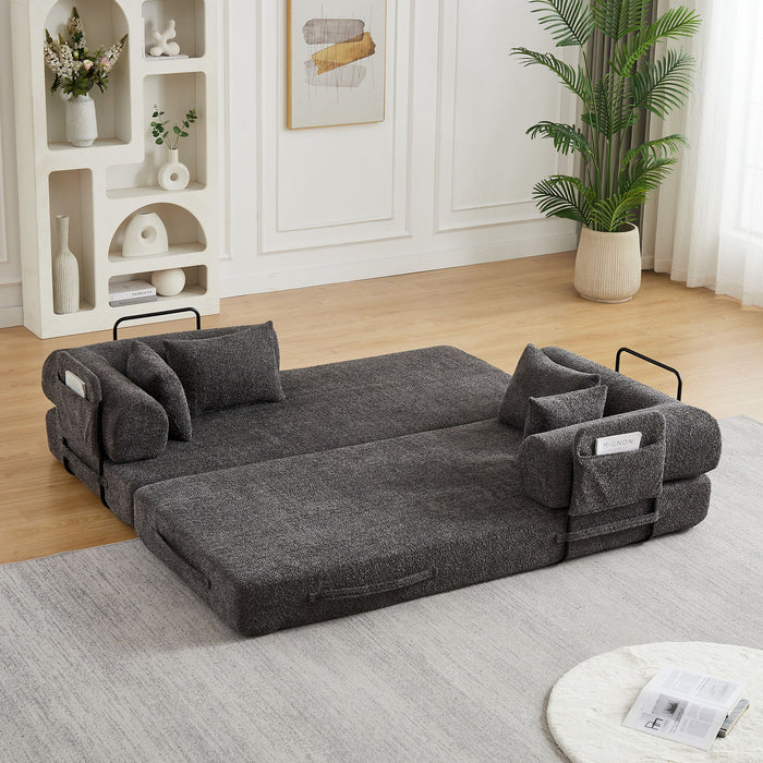 Convertible Sleeper Sofa Bed With Cylindrical Pillow
